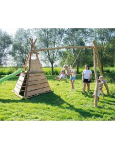 Tipi avec double balançoire | Structure de jeux en robinier