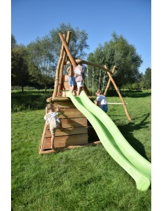 Tipi avec double balançoire | Structure de jeux en robinier 2