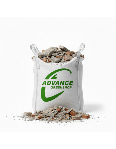 Stevige bouwafvalzak gevuld met steenpuin en beton, klaar voor professionele ophaling | Advance Greenshop