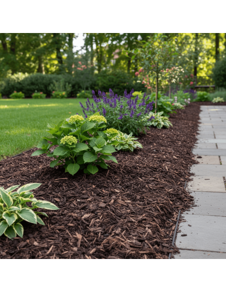 Epicea boomschors in een border - Advance Greenshop