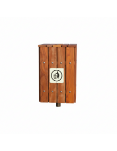 Afvalbak Calipso padouk om in te betoneren voor duurzame openbare buitenruimtes