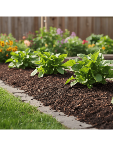 Groencompost gebruikt in een border
