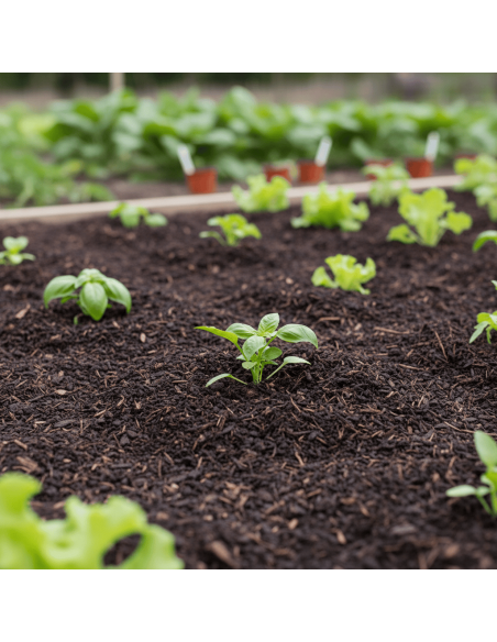 Groencompost gebruikt in de moestuin
