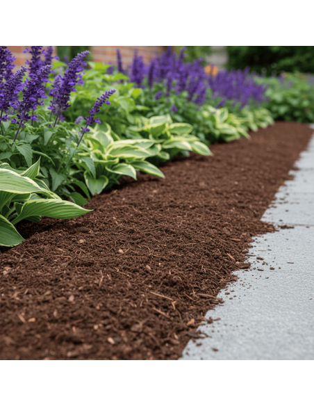 Naaldboomgrond bodemverbetering in een border | Advance Greenshop