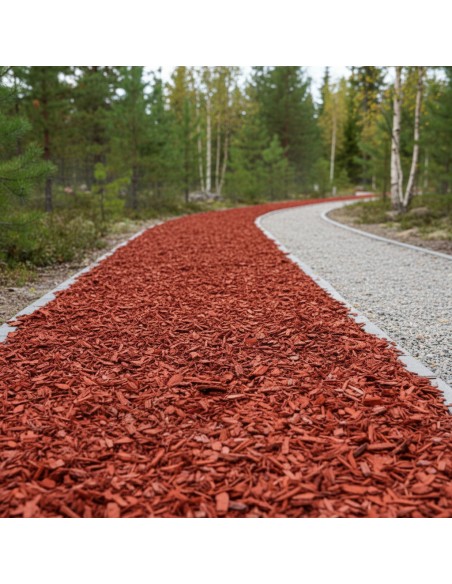 Looppad met Rood gekleurde houtchips - EN1177 | Advance Greenshop