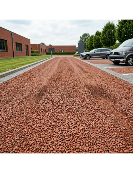 Granitoro (Rode porfier) gebruikt voor aanleg van een parking - Advance Greenshop