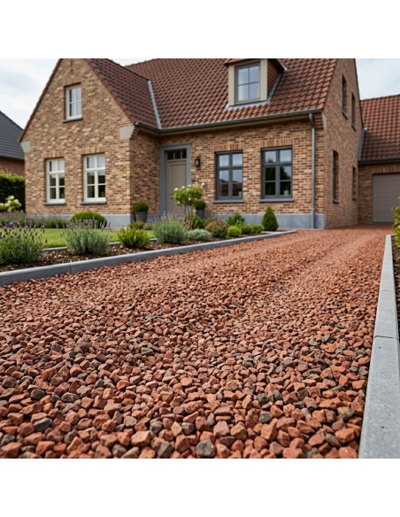 Granitoro Siergrind (rode porfier) gebruikt voor aanleg van een oprit | Advance Greenshop