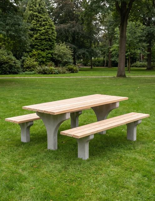 Tafel beton voet grenen