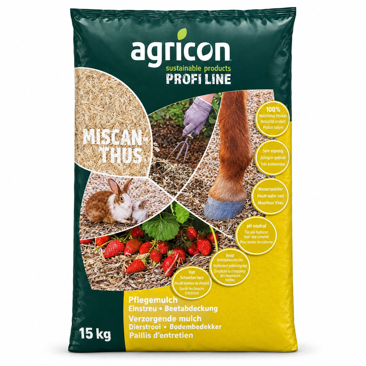 Agricon Miscanthus mulch en strooisel, zak van 15 kg
