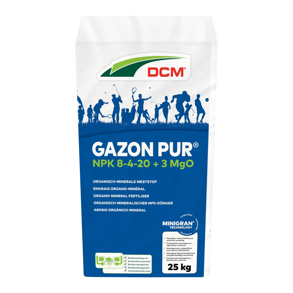 DCM Gazon Pur gazonmeststof met werking tegen mos 8-4-20 (25 kg)