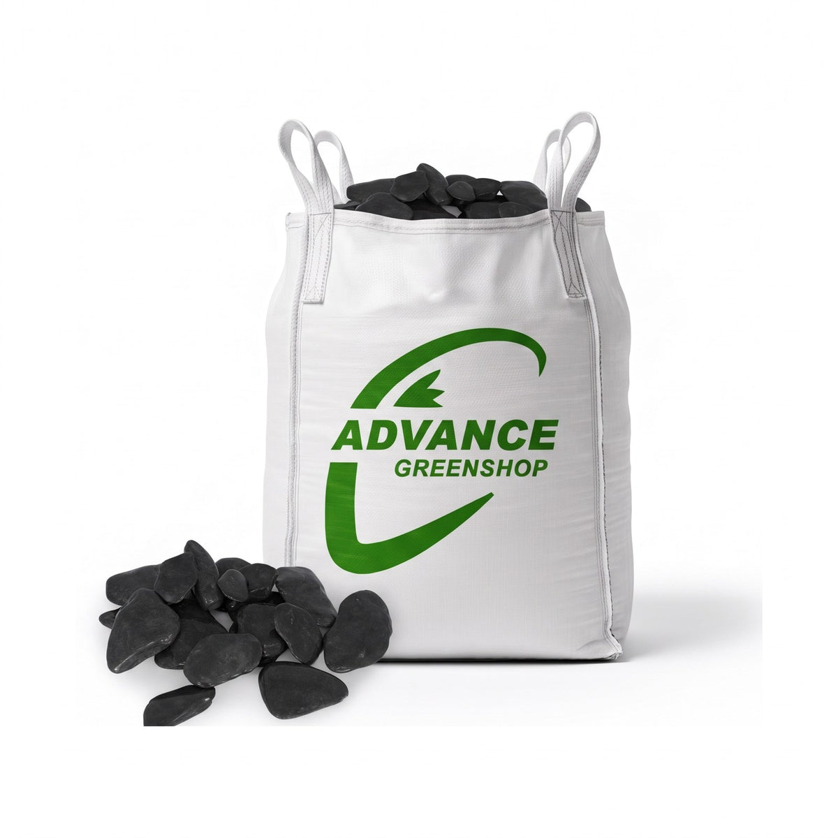 Flat Pebbles Black Sierkeien in big bag