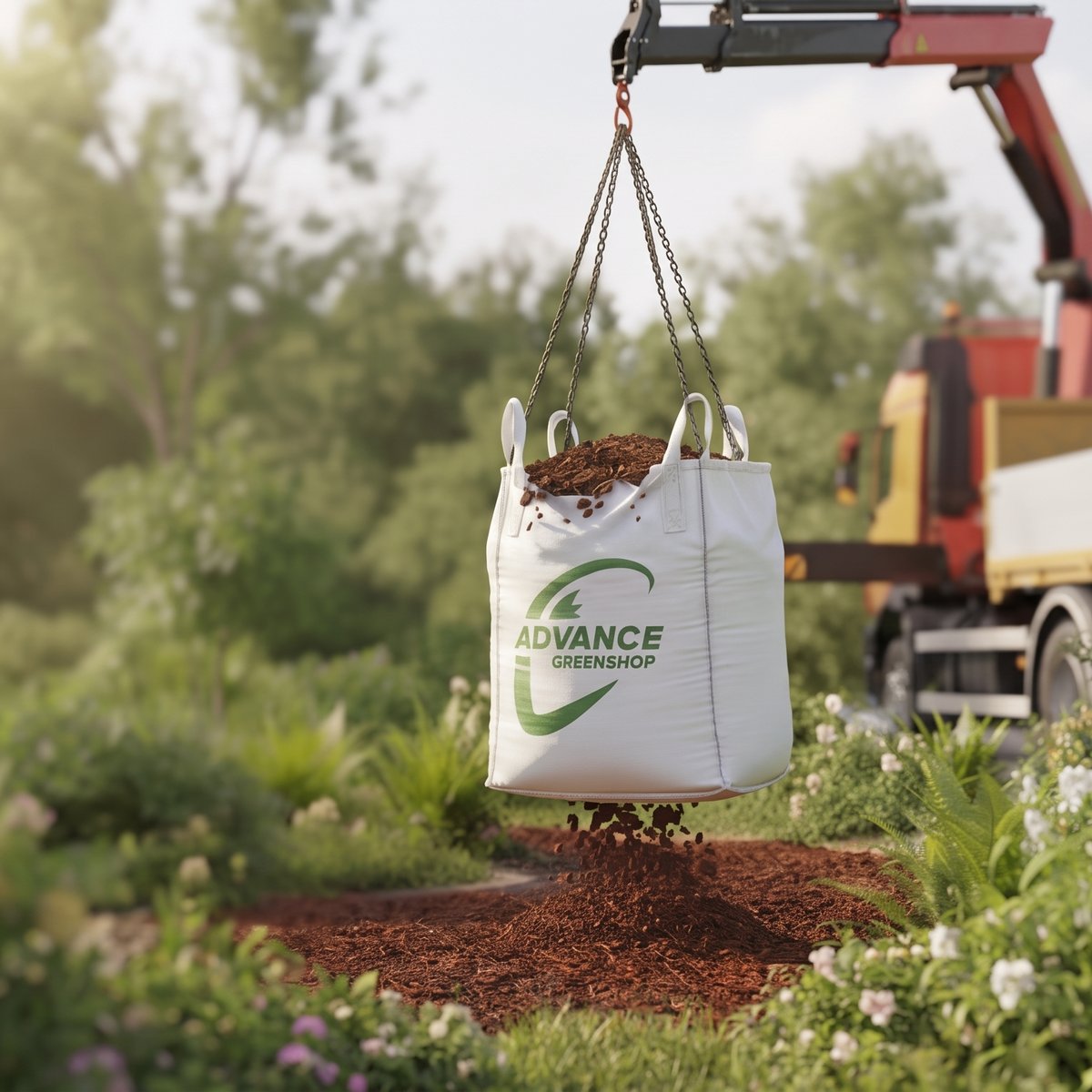 Advance Greenshop big bag aan de kraan in de tuin