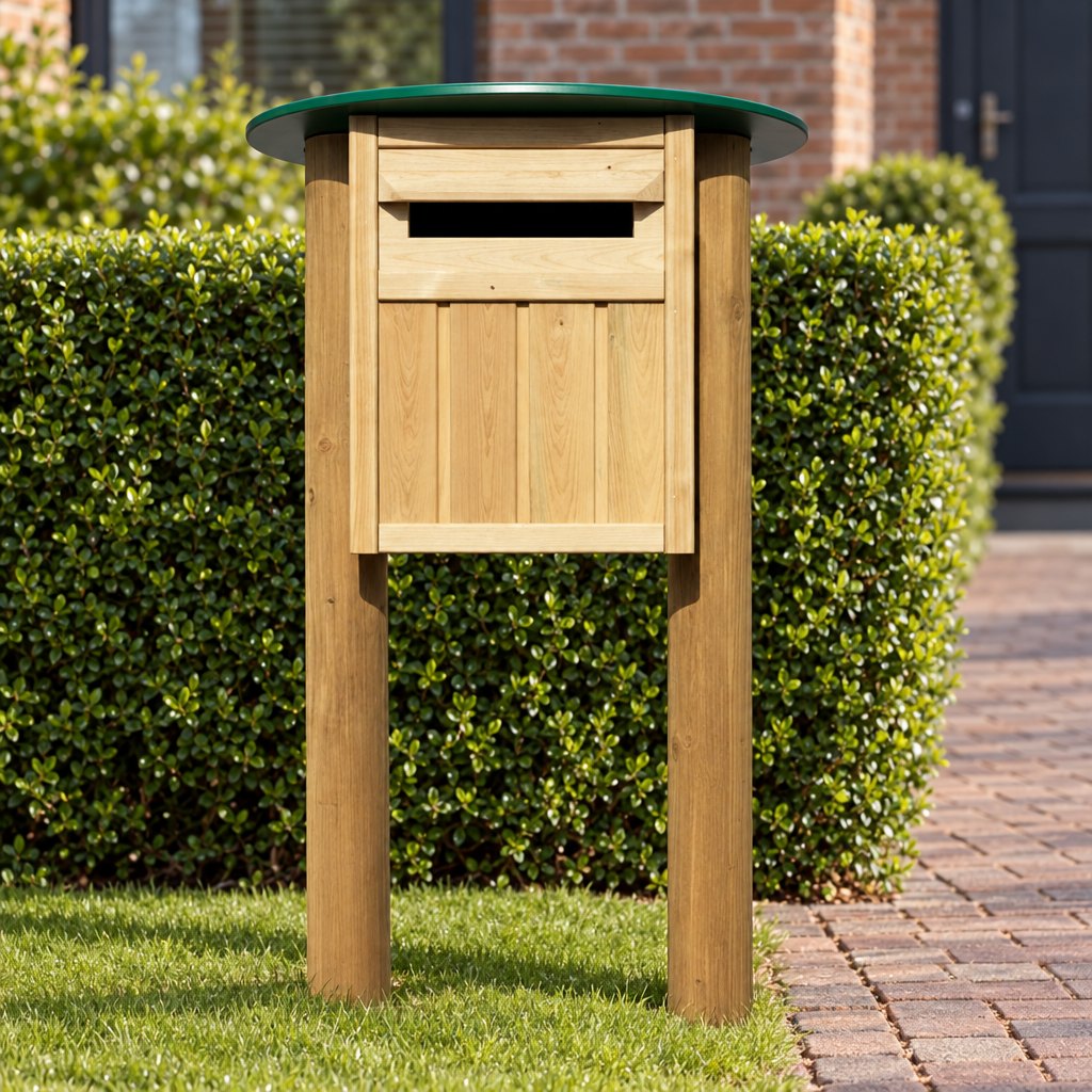 Houten brievenbus Neptunus