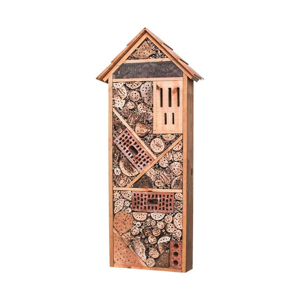 Insectenhotel staand, groot model, productfoto op witte achtergrond
