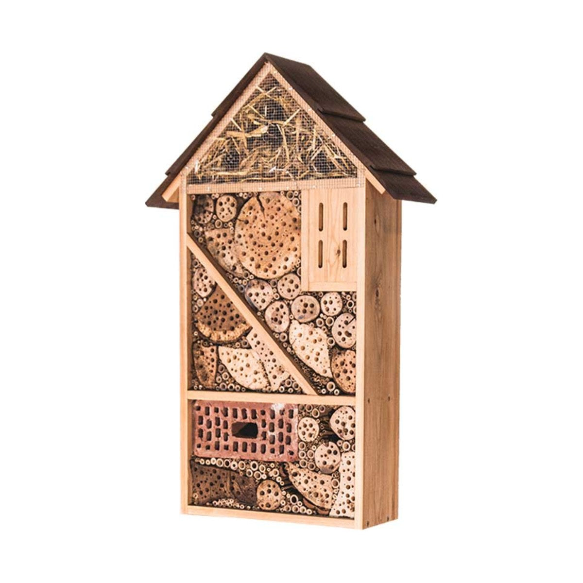 Insectenhotel staand, middelgroot model, productfoto op witte achtergrond