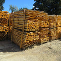 Piles de piquets en châtaignier écorcés