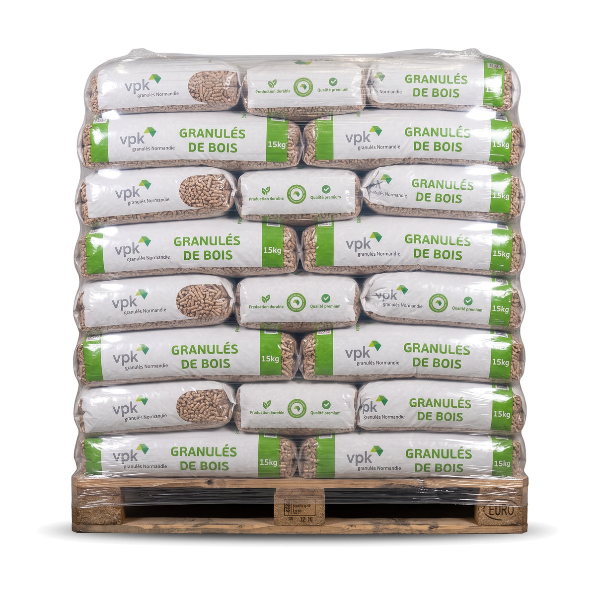 Houtpellets 15 kg - DINplus A1, pallet van 72 zakken