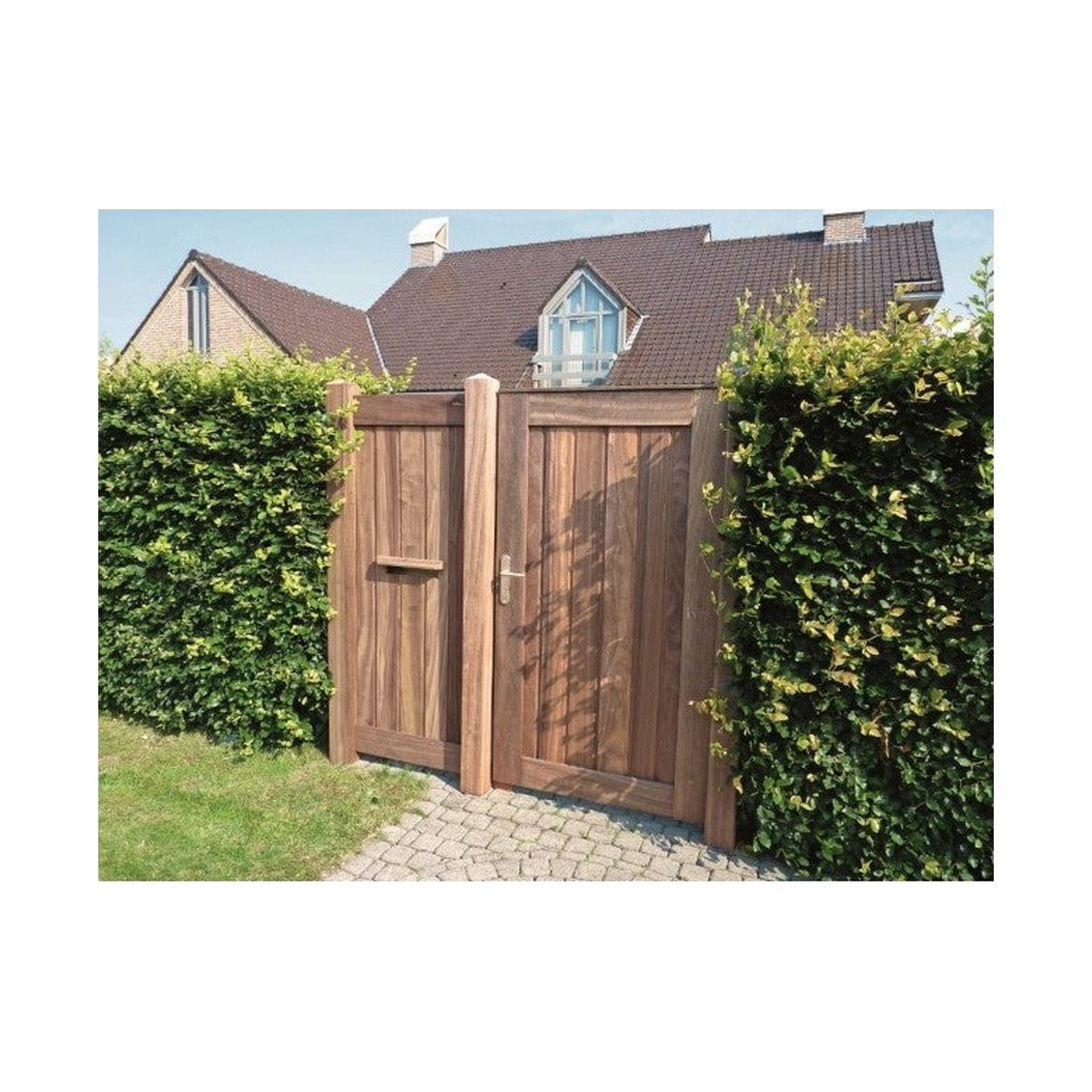 Houten tuinpoort Deluxe verticaal - Padouk