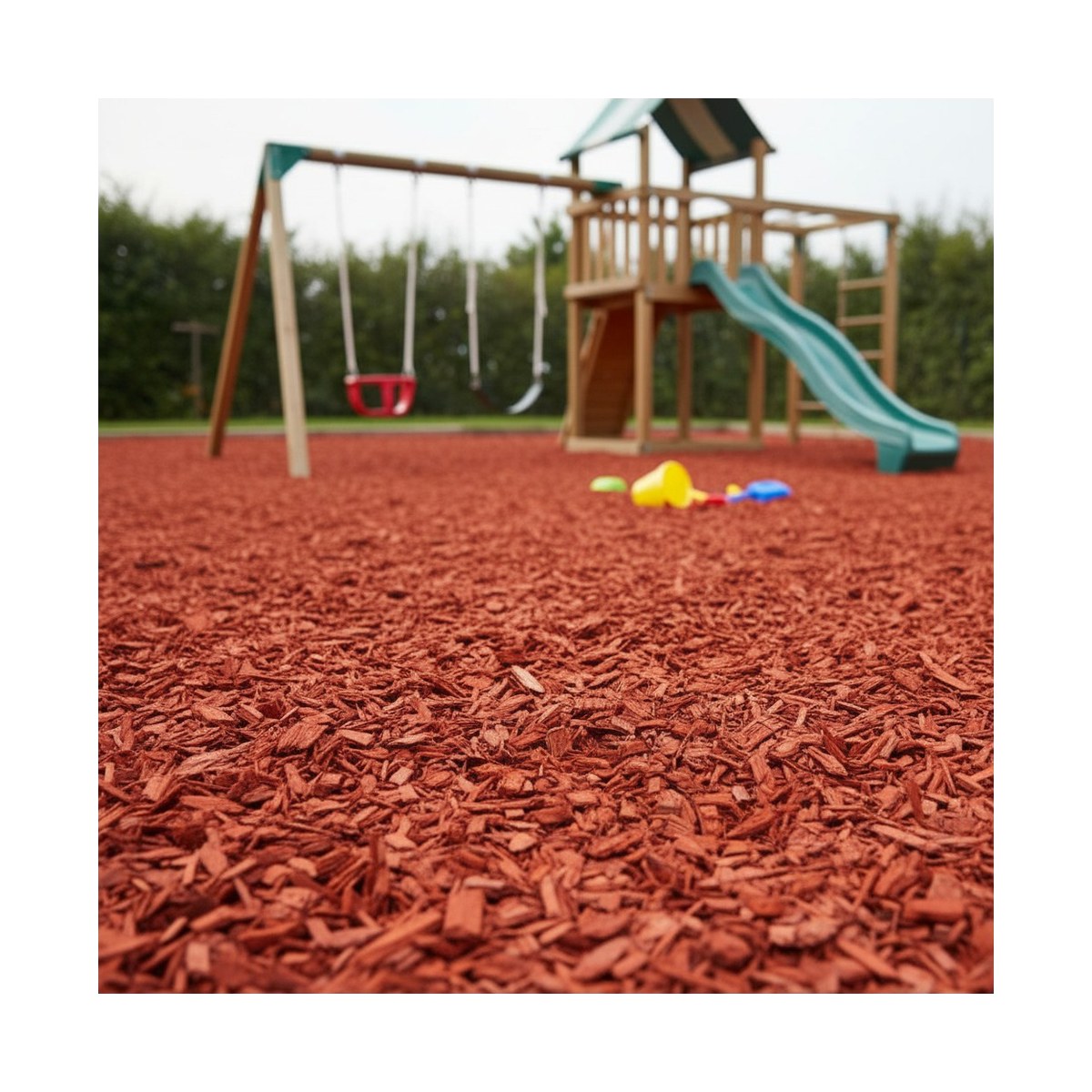 Rood gekleurde houtchips - EN1177